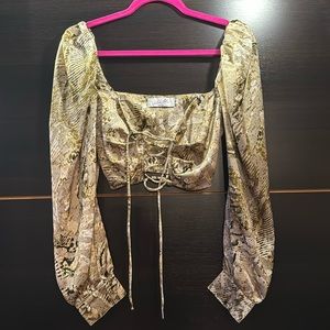 Tie Up front long sleeve blouse